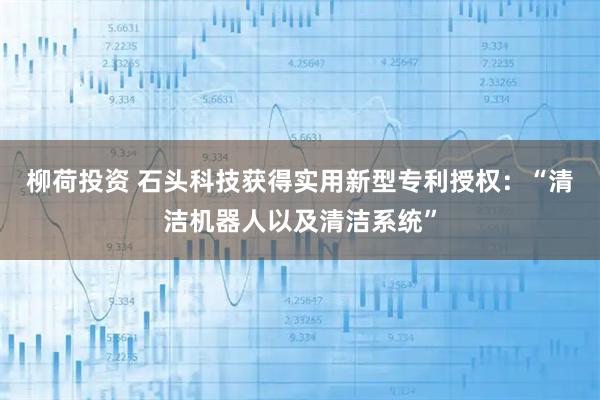 柳荷投资 石头科技获得实用新型专利授权：“清洁机器人以及清洁系统”