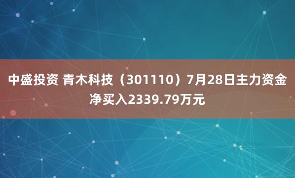 中盛投资 青木科技（301110）7月28日主力资金净买入2339.79万元